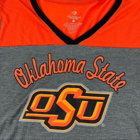 Colosseum Tshirt Womens Large Orange Gray OSU Oklahoma State Cowboys - Picture 7 of 7